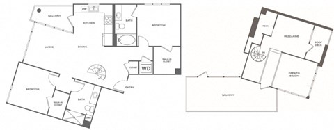 Floor plan for 2 beds, 2 baths, 1201 sqft